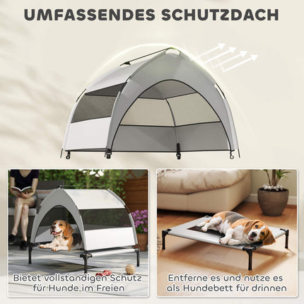 Elevated Dog Bed with Canopy, Breathable Mesh, Portable