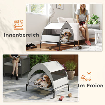 Elevated Dog Bed with Canopy, Breathable Mesh, Portable