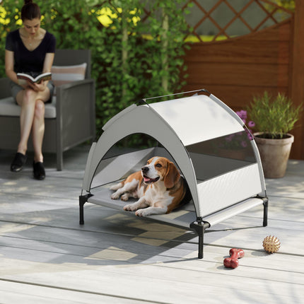 Elevated Dog Bed with Canopy, Breathable Mesh, Portable