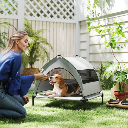 Elevated Dog Bed with Canopy, Breathable Mesh, Portable