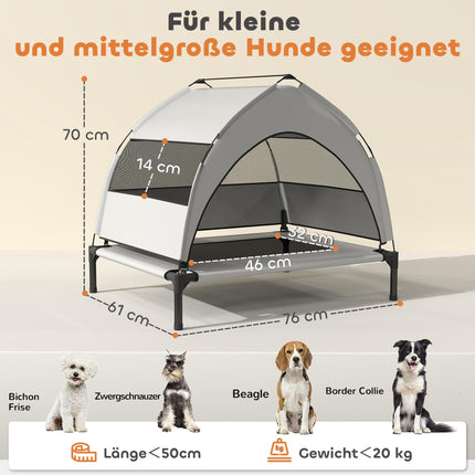 Elevated Dog Bed with Canopy, Breathable Mesh, Portable