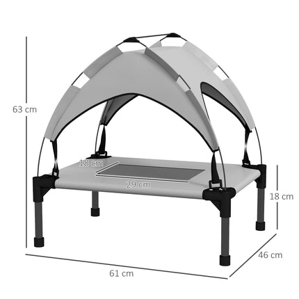 Erhöhtes Outdoor-Hundebett mit Baldachin, klein, atmungsaktiv