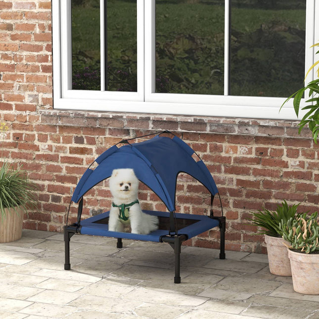 Erhöhtes Outdoor-Hundebett mit atmungsaktivem Dach