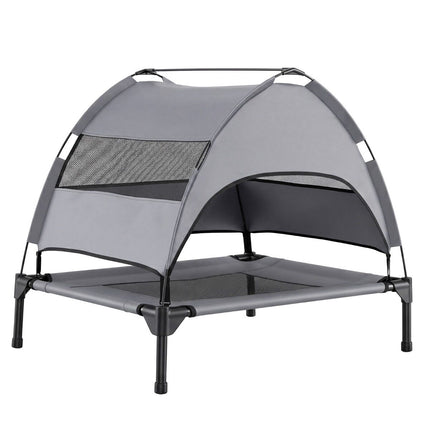 Elevated Dog Bed with Removable Canopy – Grey