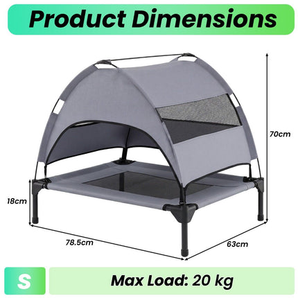 Elevated Dog Bed with Removable Canopy – Grey