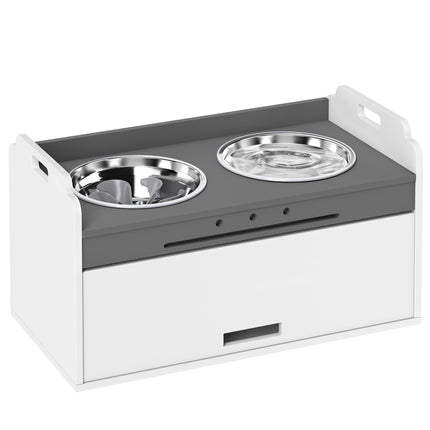 Elevated Dog Bowl Stand with Storage, 2 Anti-Slip Bowls