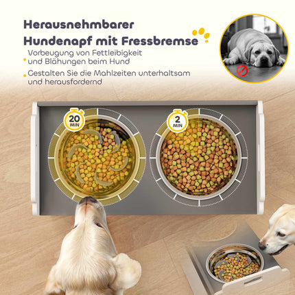 Elevated Dog Bowl Stand with Storage, 2 Anti-Slip Bowls