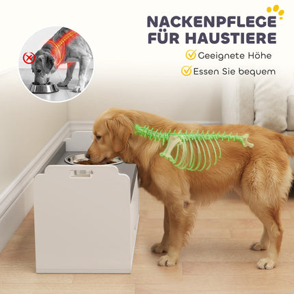 Elevated Dog Bowl Stand with Storage, 2 Anti-Slip Bowls