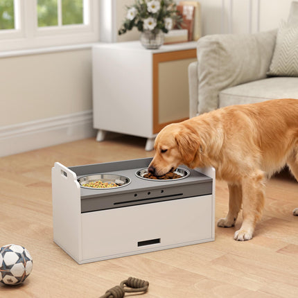 Elevated Dog Bowl Stand with Storage, 2 Anti-Slip Bowls