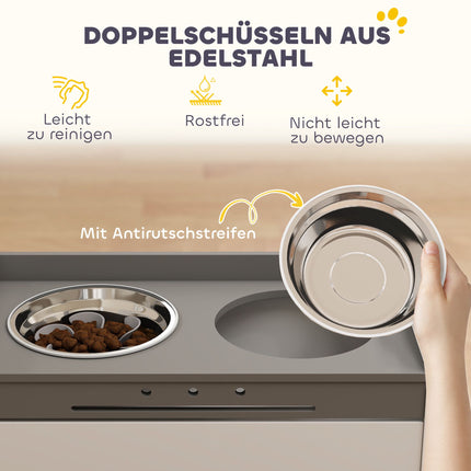 Elevated Dog Bowl Stand with Storage, 2 Anti-Slip Bowls