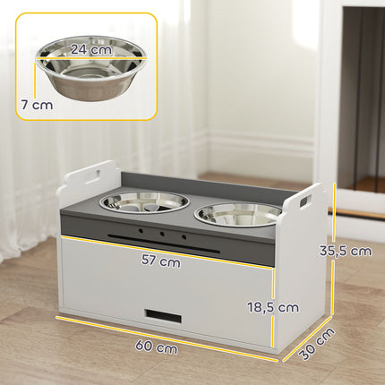 Elevated Dog Bowl Stand with Storage, 2 Anti-Slip Bowls