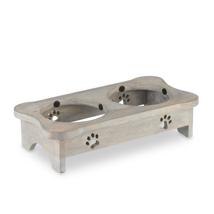 Elevated Dog Feeder with Bone-Shaped Stand, Stainless Steel Bowls
