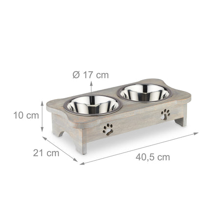 Elevated Dog Feeder with Bone-Shaped Stand, Stainless Steel Bowls