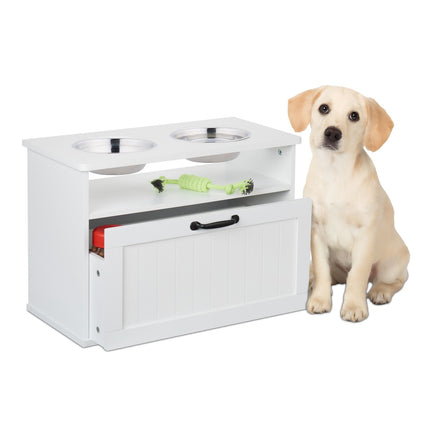 Elevated Dog Feeding Station, White, Large Dogs