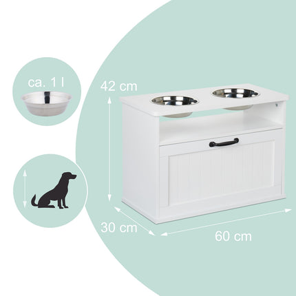 Elevated Dog Feeding Station, White, Large Dogs
