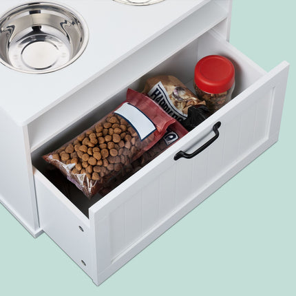 Elevated Dog Feeding Station, White, Large Dogs