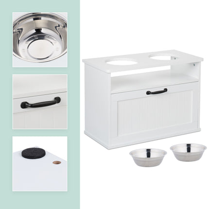 Elevated Dog Feeding Station, White, Large Dogs