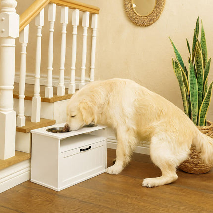 Elevated Dog Feeding Station, White, Large Dogs