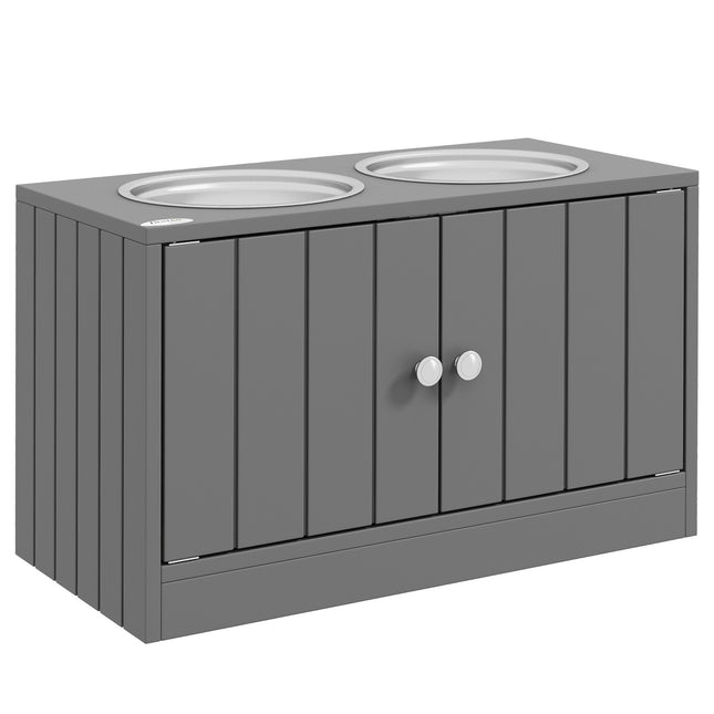 Elevated Dog Feeding Station with Storage, Stainless Bowls