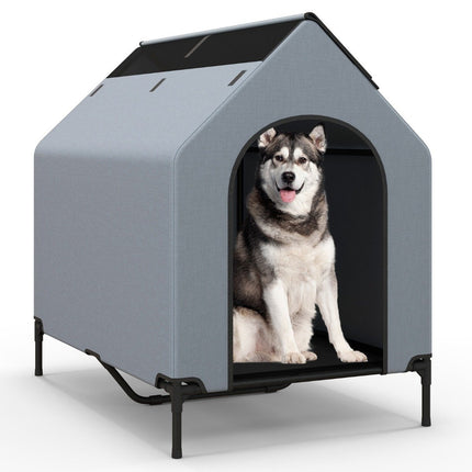 Erhöhte Hundehütte & Hundebett, atmungsaktives Netzgewebe, 75x110x106 cm