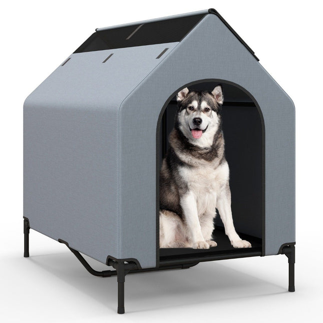 Erhöhte Hundehütte & Hundebett, atmungsaktives Netzgewebe, 75x110x106 cm