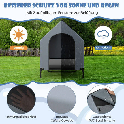 Erhöhte Hundehütte & Hundebett, atmungsaktives Netzgewebe, 75x110x106 cm