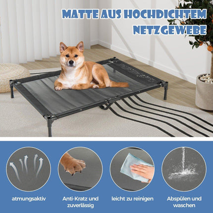 Erhöhte Hundehütte & Hundebett, atmungsaktives Netzgewebe, 75x110x106 cm