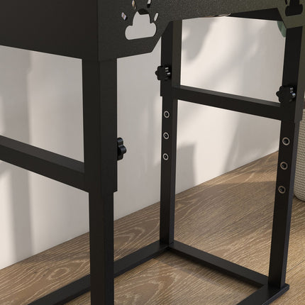 Adjustable Elevated Dog Feeding Station, Black Stainless Steel Bowls