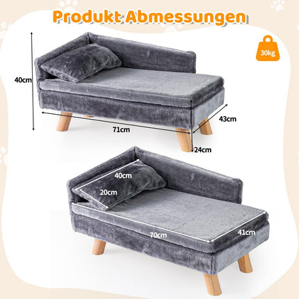 Erhöhtes Haustiersofa mit abnehmbarem Kissen, Grau