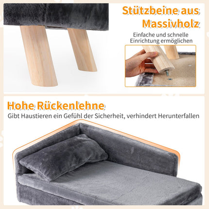 Erhöhtes Haustiersofa mit abnehmbarem Kissen, Grau