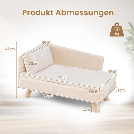 Elevated Pet Sofa for Small & Medium Dogs, Cats, White