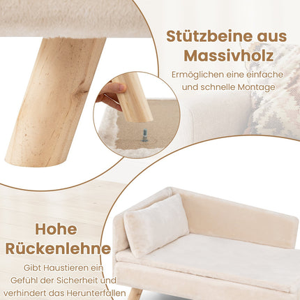 Elevated Pet Sofa for Small & Medium Dogs, Cats, White