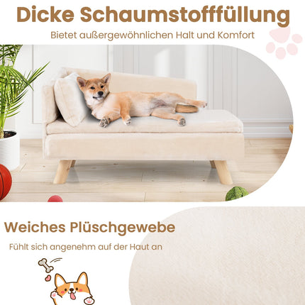 Elevated Pet Sofa for Small & Medium Dogs, Cats, White