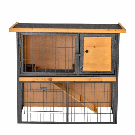 Erhöhter Kleintierkäfig, abschließbar, Holz-Metall, 89,5x45x81 cm
