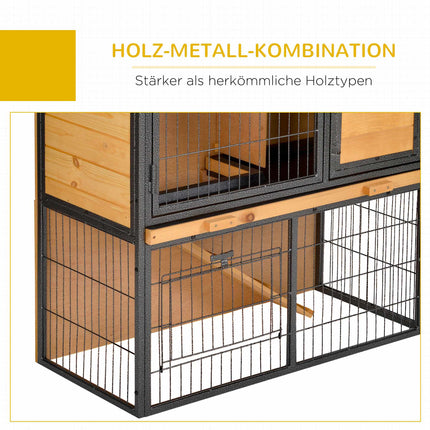 Erhöhter Kleintierkäfig, abschließbar, Holz-Metall, 89,5x45x81 cm
