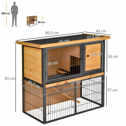 Erhöhter Kleintierkäfig, abschließbar, Holz-Metall, 89,5x45x81 cm