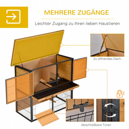 Erhöhter Kleintierkäfig, abschließbar, Holz-Metall, 89,5x45x81 cm