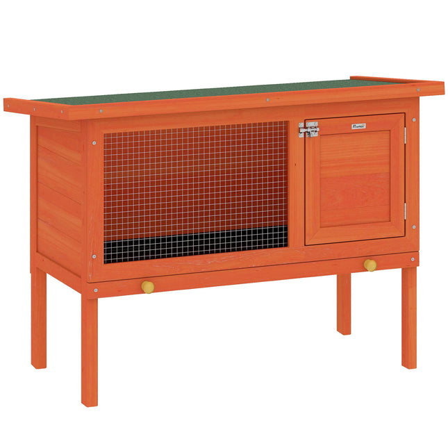 Elevated Wooden Rabbit Hutch, Pull-Out Tray, 90x45x65 cm