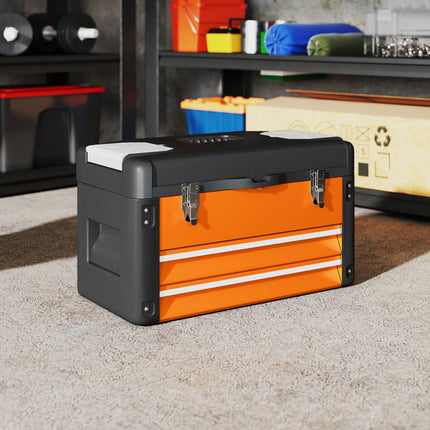Box na nářadí se zásuvkou, ocel, 49.7 x 25.3 x 28.9 cm, oranžový