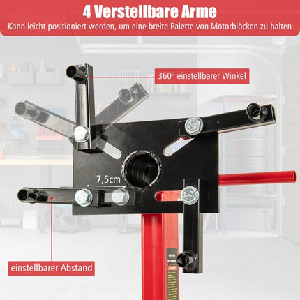 Engine stand 680 kg engine lifter 360° rotatable with 4 adjustable arms engine holder for garages
