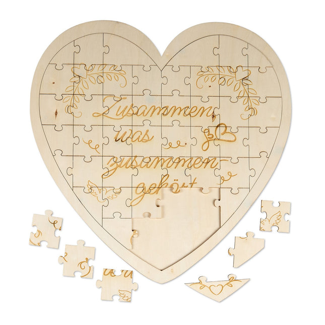 Engraved Heart-Shaped Wooden Puzzle Gift