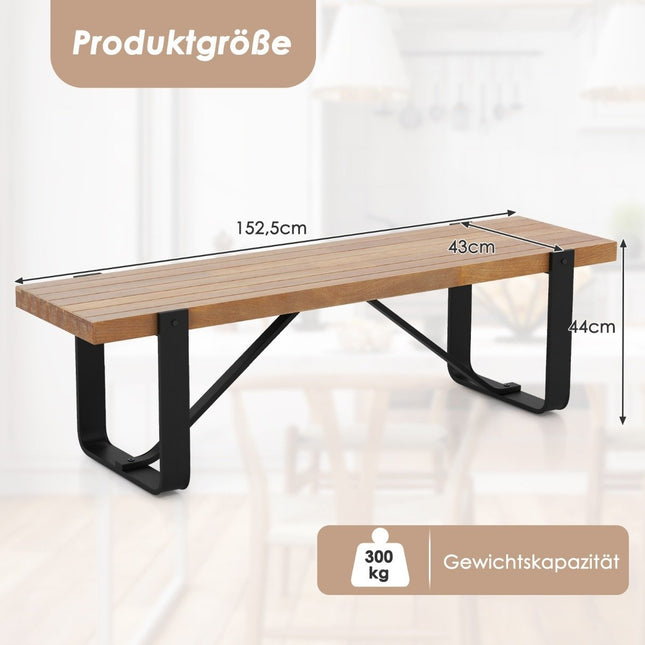 Entrance Bench with Metal Frame Hallway Bench Rustic Farmhouse Wooden Shoe Rack 152.5 x 43 x 44 cm