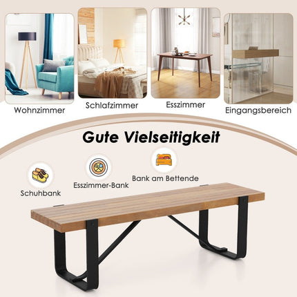 Eingangsbank mit Metallrahmen, Flurbank, rustikales Bauernhaus-Schuhregal aus Holz, 152,5 x 43 x 44 cm