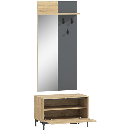 Entryway Furniture Set – Shoe Bench, Mirror, Hooks, Shelf