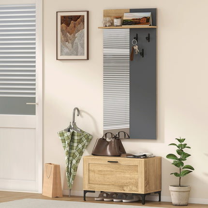 Entryway Furniture Set – Shoe Bench, Mirror, Hooks, Shelf