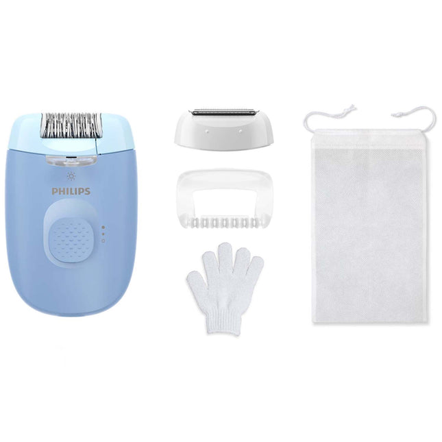 Epilierer mit Kabel, 4 Aufsätze, LED-Licht, Massageaufsatz
