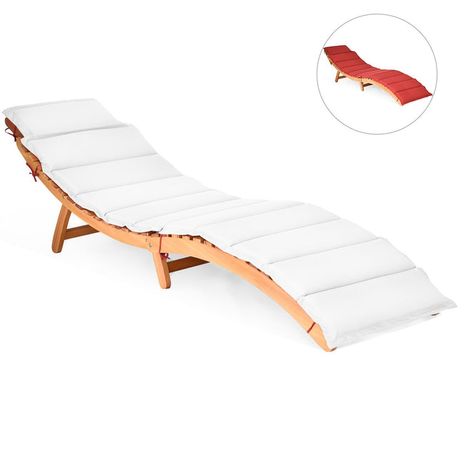 Ergonomische Sonnenliege aus Akazienholz mit Kissen, klappbar