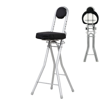 Ergonomic Adjustable Standing Stool, Black/Silver