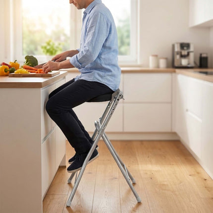 Ergonomic Adjustable Standing Stool, Black/Silver