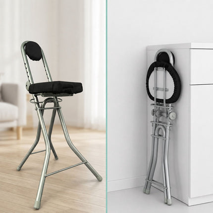 Ergonomic Adjustable Standing Stool, Black/Silver